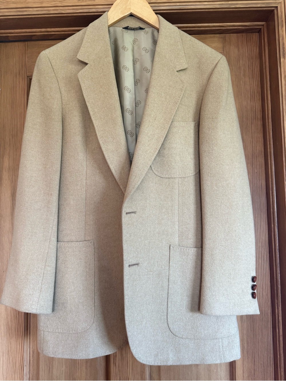 Men's Tan Wool Cam Hair Blazer - Classic Tailored Jacket